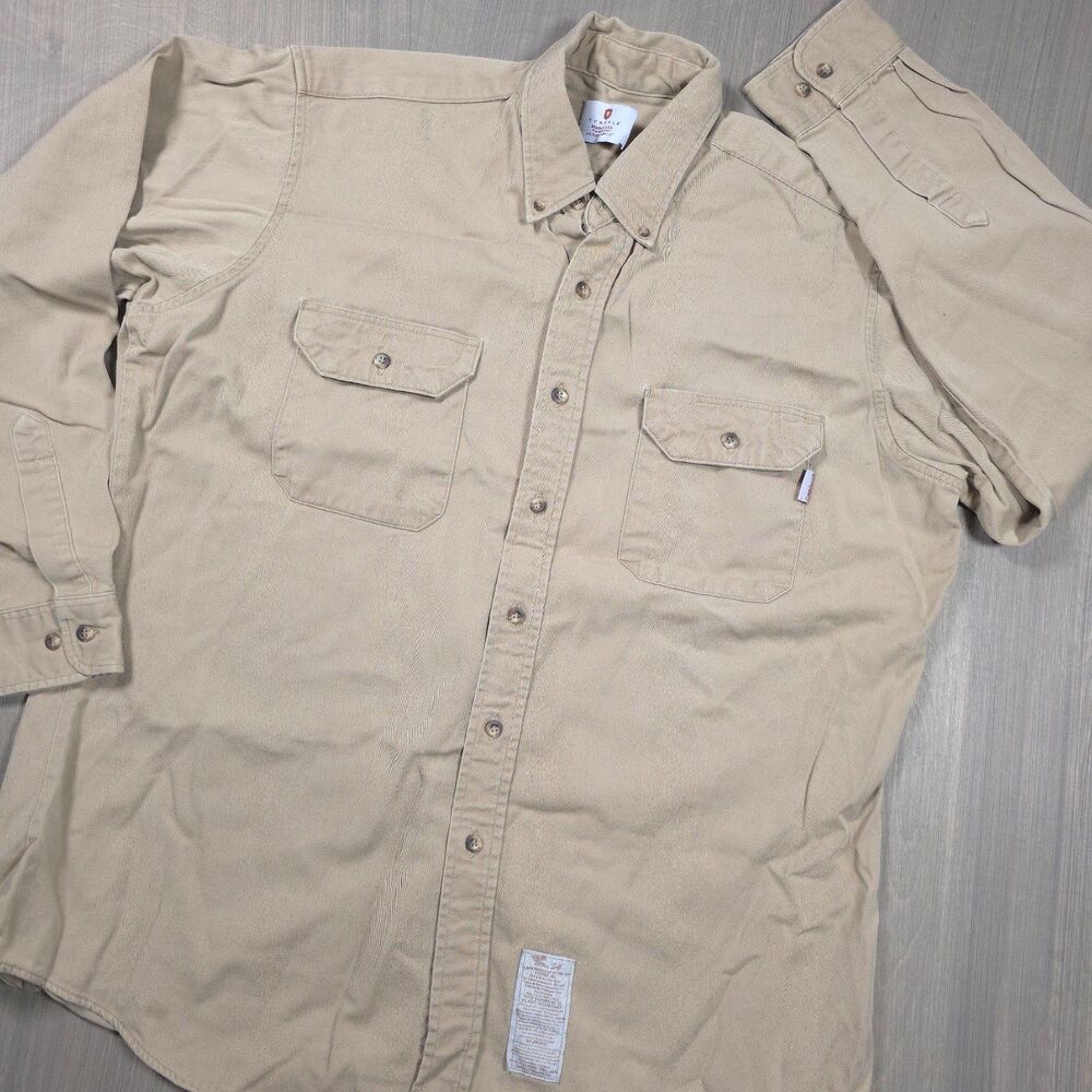 Tyndale FR Shirt Men's L / XL Beige Flame Resistant Button Up